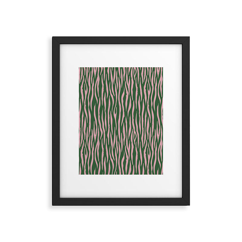 Tiger Stripes In Pink And Green Framed Art Print Gallery Image 5