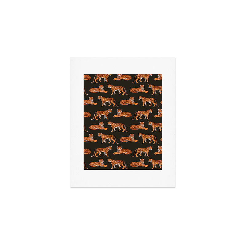 Tigers - Charcoal Black Art Print Gallery Image 1