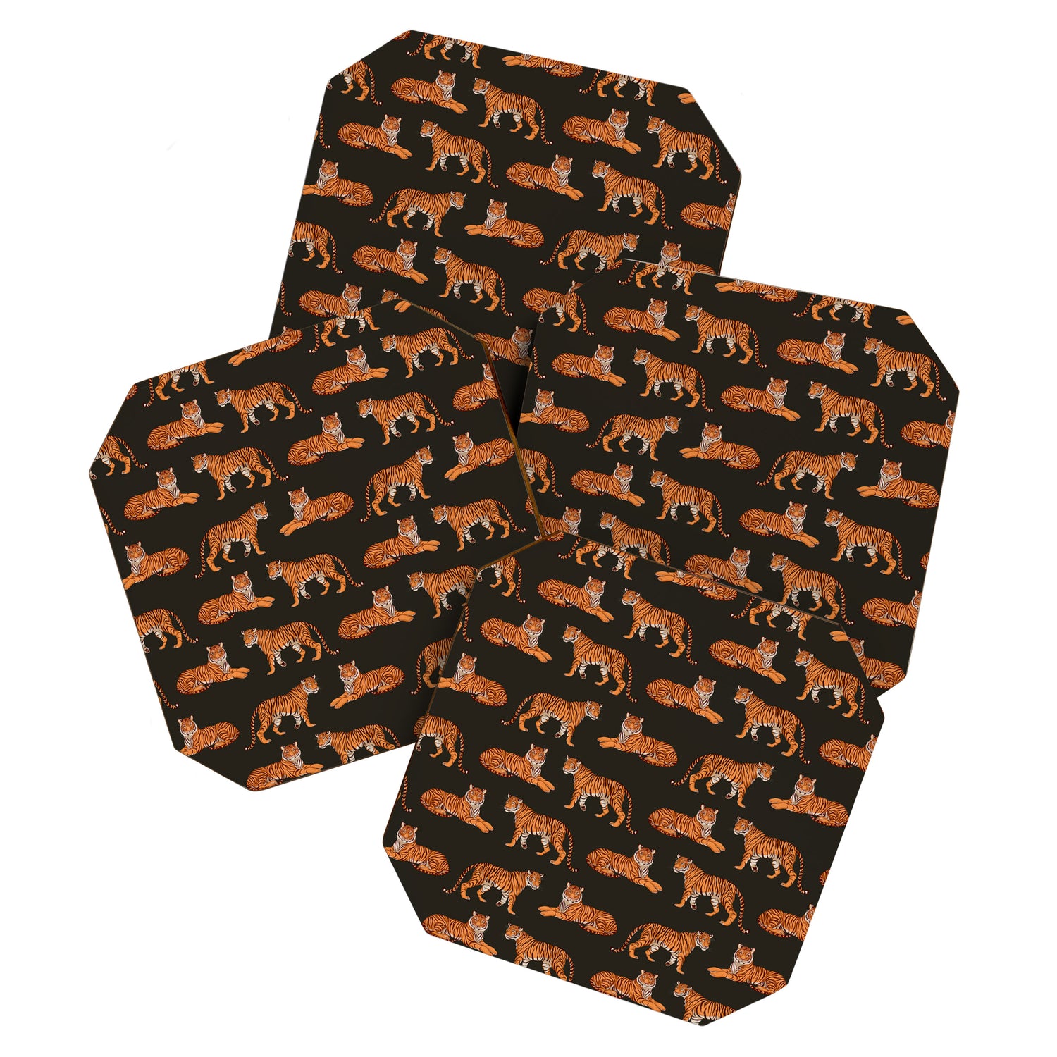 Tigers - Charcoal Black Coaster Gallery Image 1