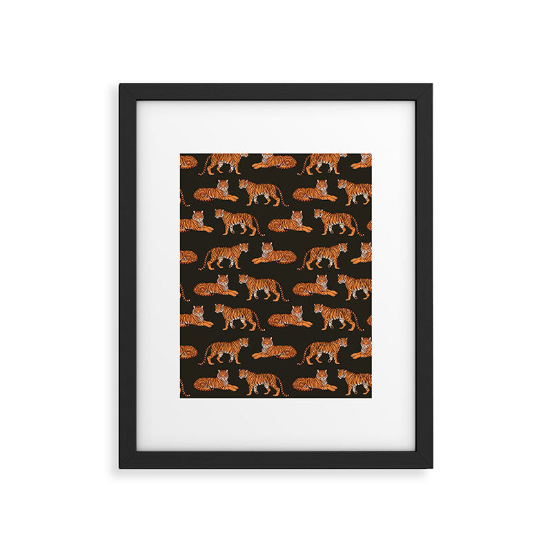 Tigers - Charcoal Black Framed Art Print Gallery Image 6