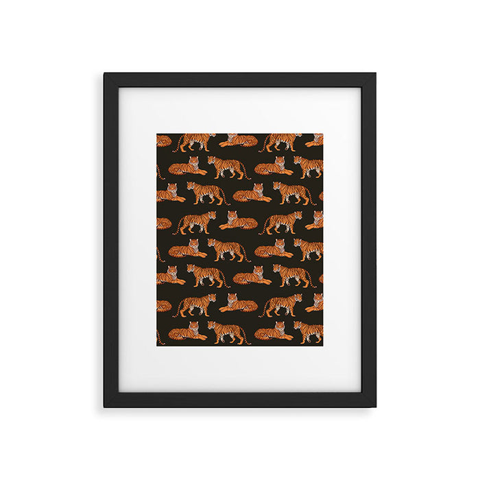 Tigers - Charcoal Black Framed Art Print Gallery Image 1