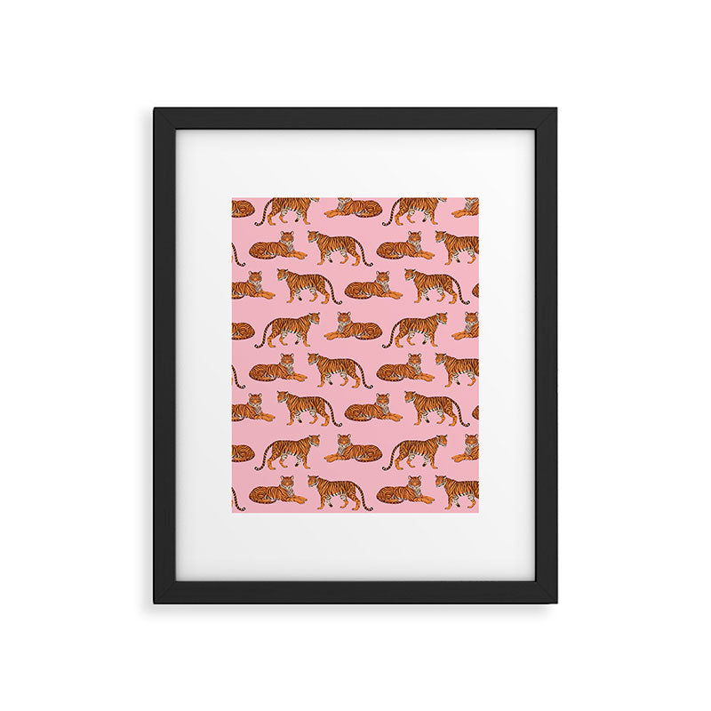 Tigers - Pink Framed Art Print Gallery Image 6