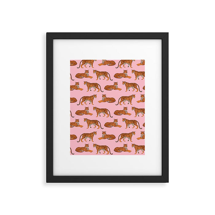 Tigers - Pink Framed Art Print Gallery Image 1