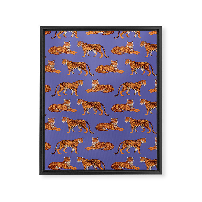 Tigers - Very Peri Framed Canvas Print Gallery Image 8