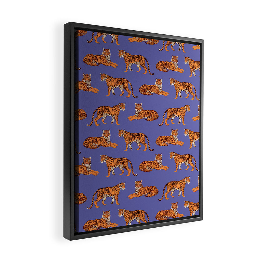 Tigers - Very Peri Framed Canvas Print Gallery Image 2