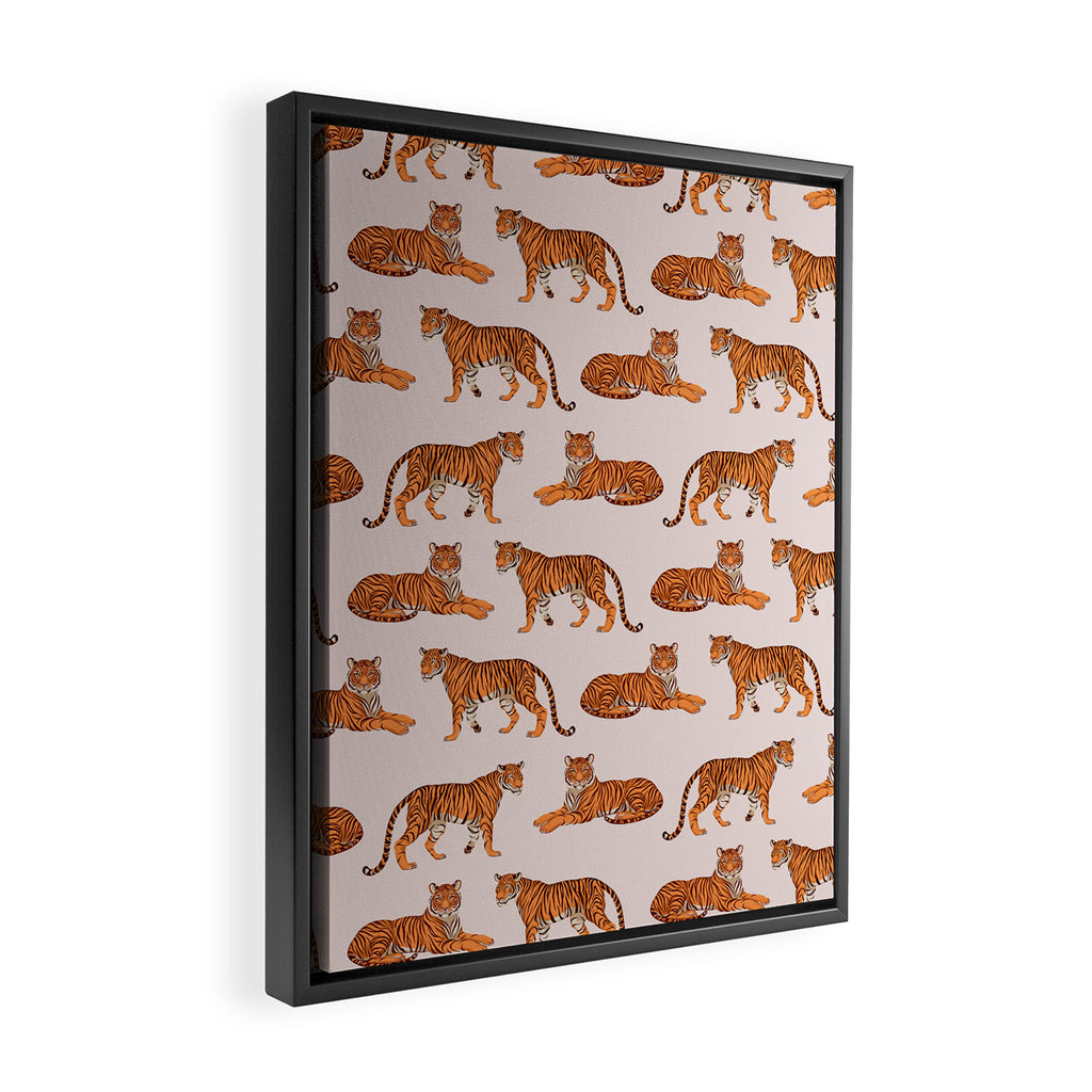 Tigers - Warm Neutral Framed Canvas Print Gallery Image 2