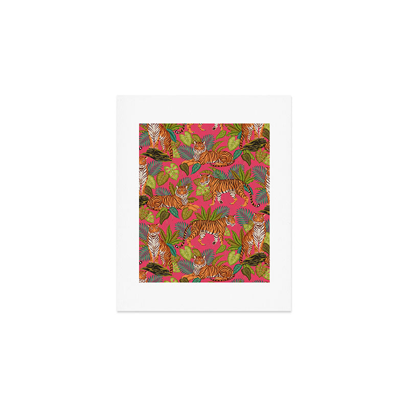 Tropical Tigers In Hot Pink Art Print Gallery Image 1
