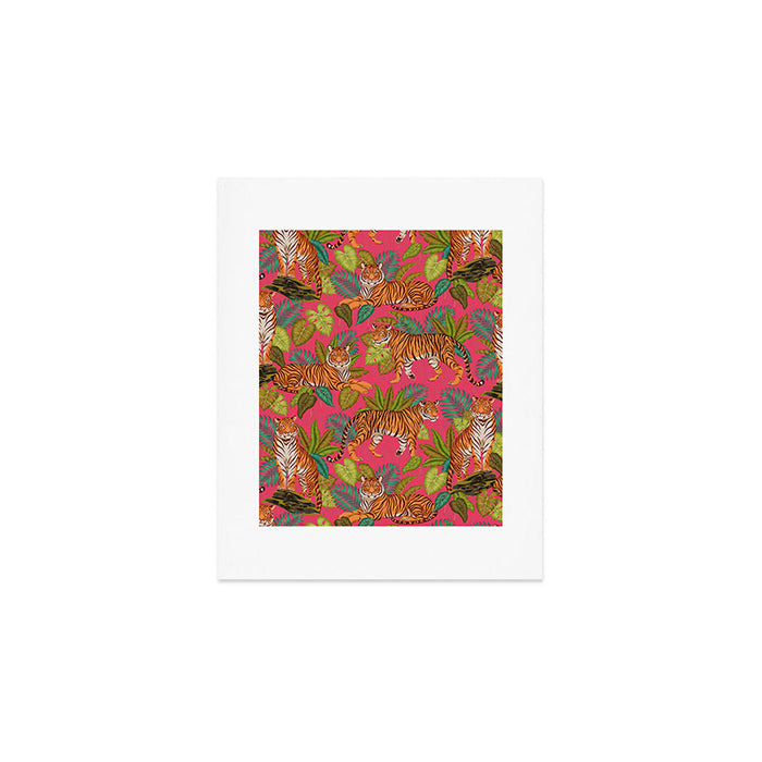 Tropical Tigers In Hot Pink Art Print Gallery Image 1