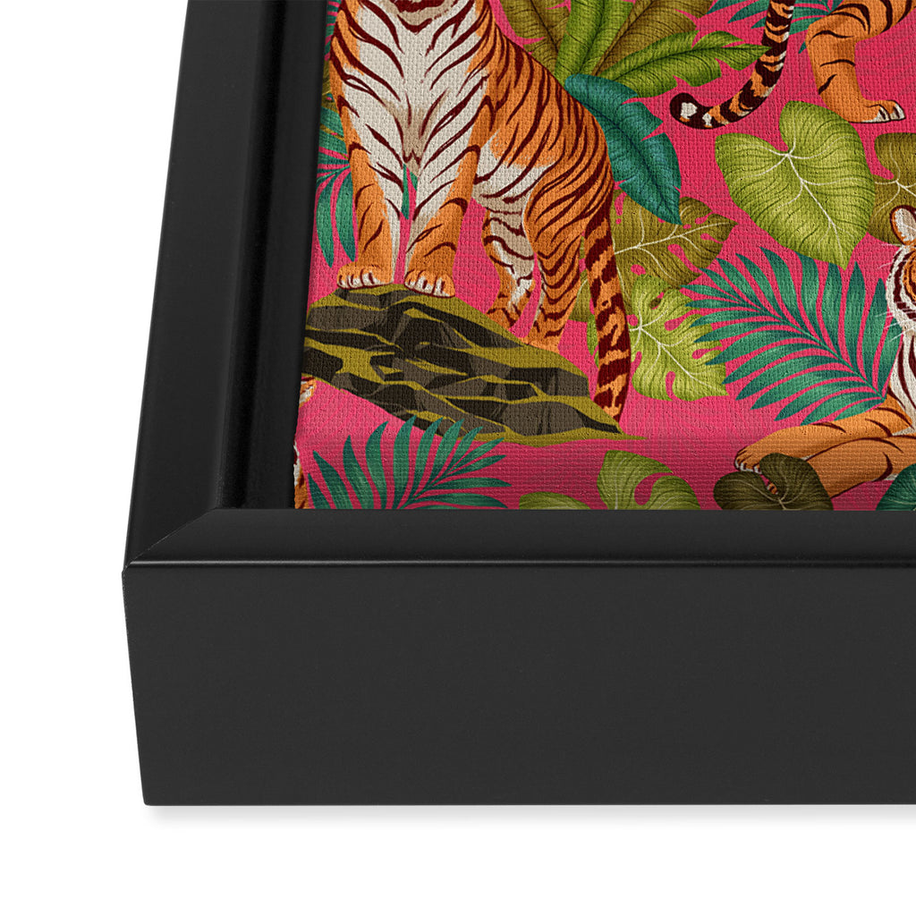 Tropical Tigers In Hot Pink Framed Canvas Print Gallery Image 3