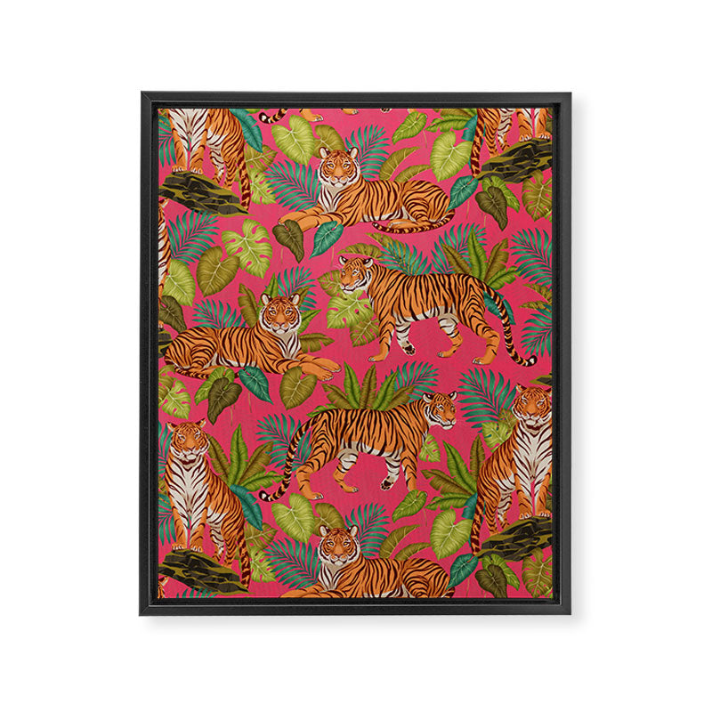Tropical Tigers In Hot Pink Framed Canvas Print Gallery Image 6