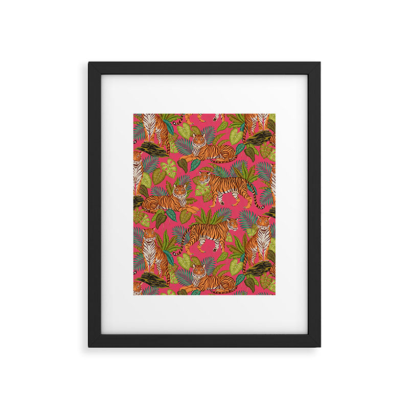 Tropical Tigers In Hot Pink Framed Art Print Gallery Image 5