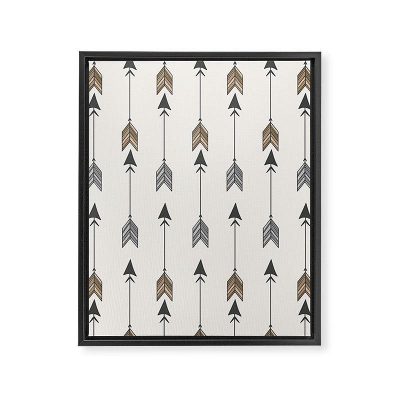Vertical Arrow Patterns - Cream and Neutral Earth Tones Framed Canvas Print Gallery Image 6