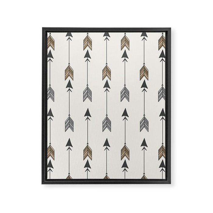 Vertical Arrow Patterns - Cream and Neutral Earth Tones Framed Canvas Print Gallery Image 1