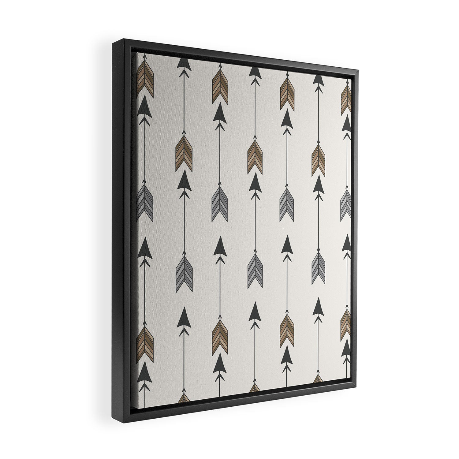 Vertical Arrow Patterns - Cream and Neutral Earth Tones Framed Canvas Print Gallery Image 2
