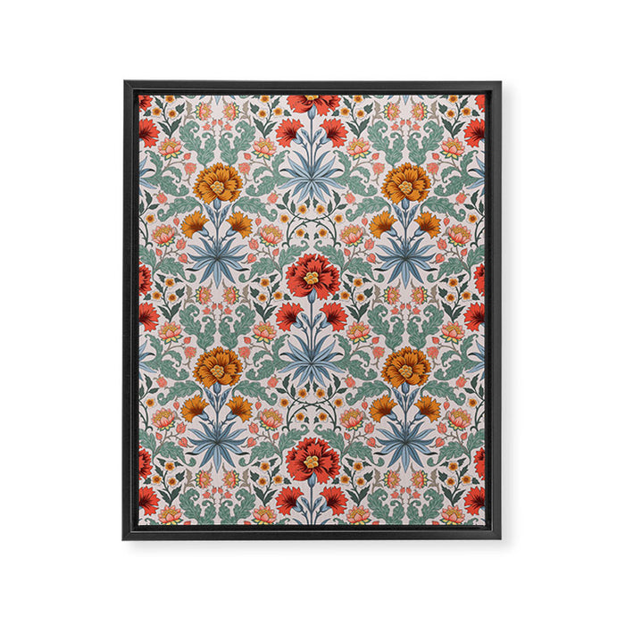  Victorian Botanicals - Carnation in Red and Blue Framed Canvas Print Gallery Image 1