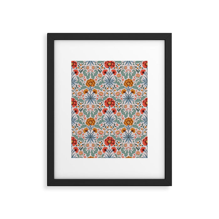  Victorian Botanicals - Carnation in Red and Blue Framed Art Print Gallery Image 1
