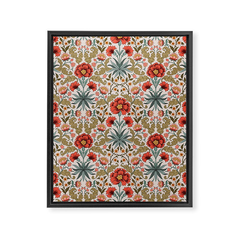Victorian Botanicals - Carnations in Red and Green Framed Canvas Print Gallery Image 6