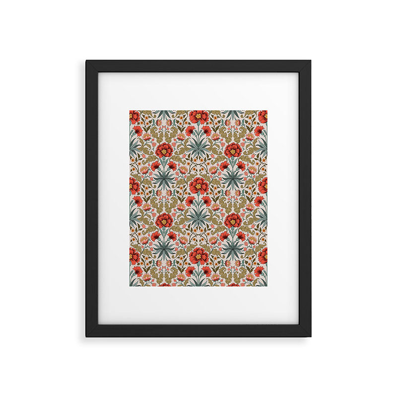 Victorian Botanicals - Carnations in Red and Green Framed Art Print Gallery Image 5