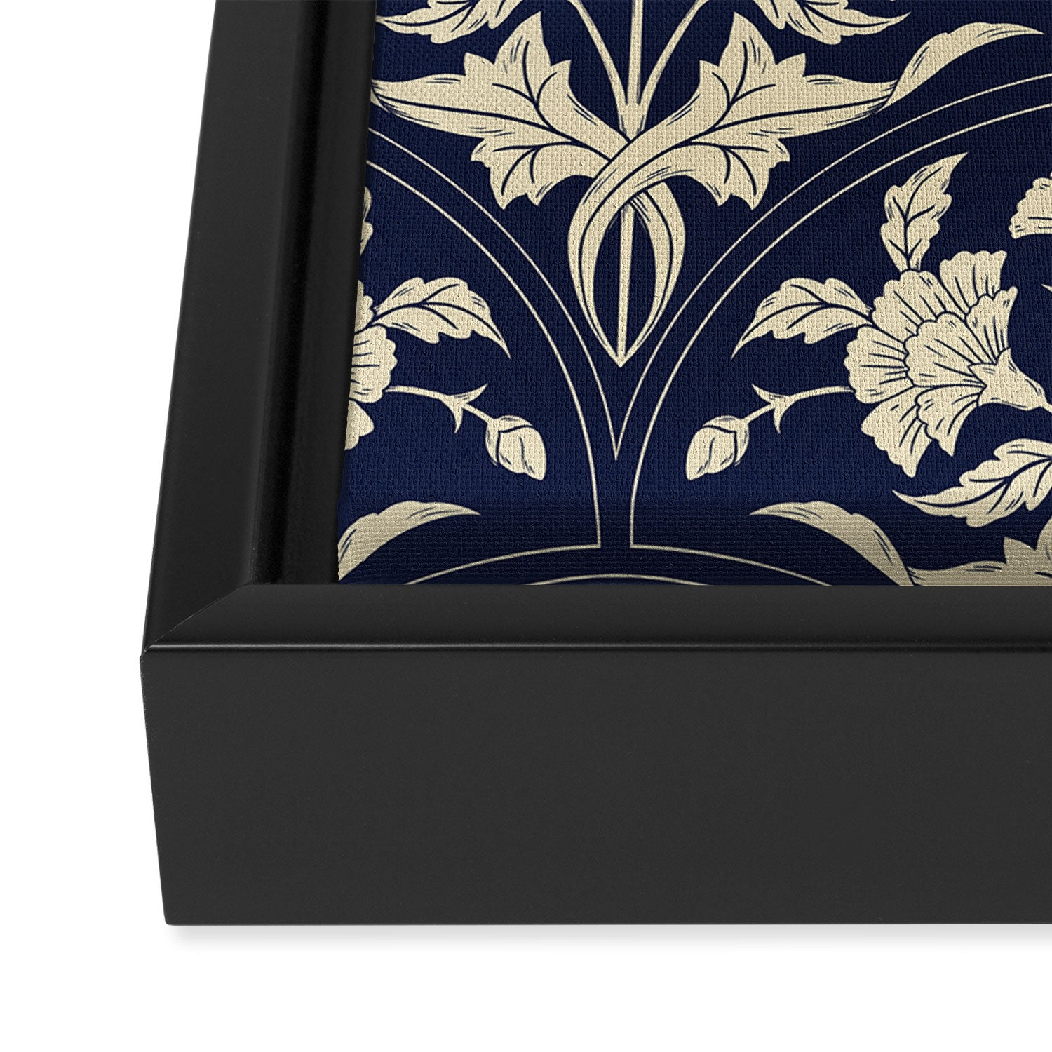 Victorian Botanicals Cornflower In Navy Blue Framed Canvas Print Gallery Image 3
