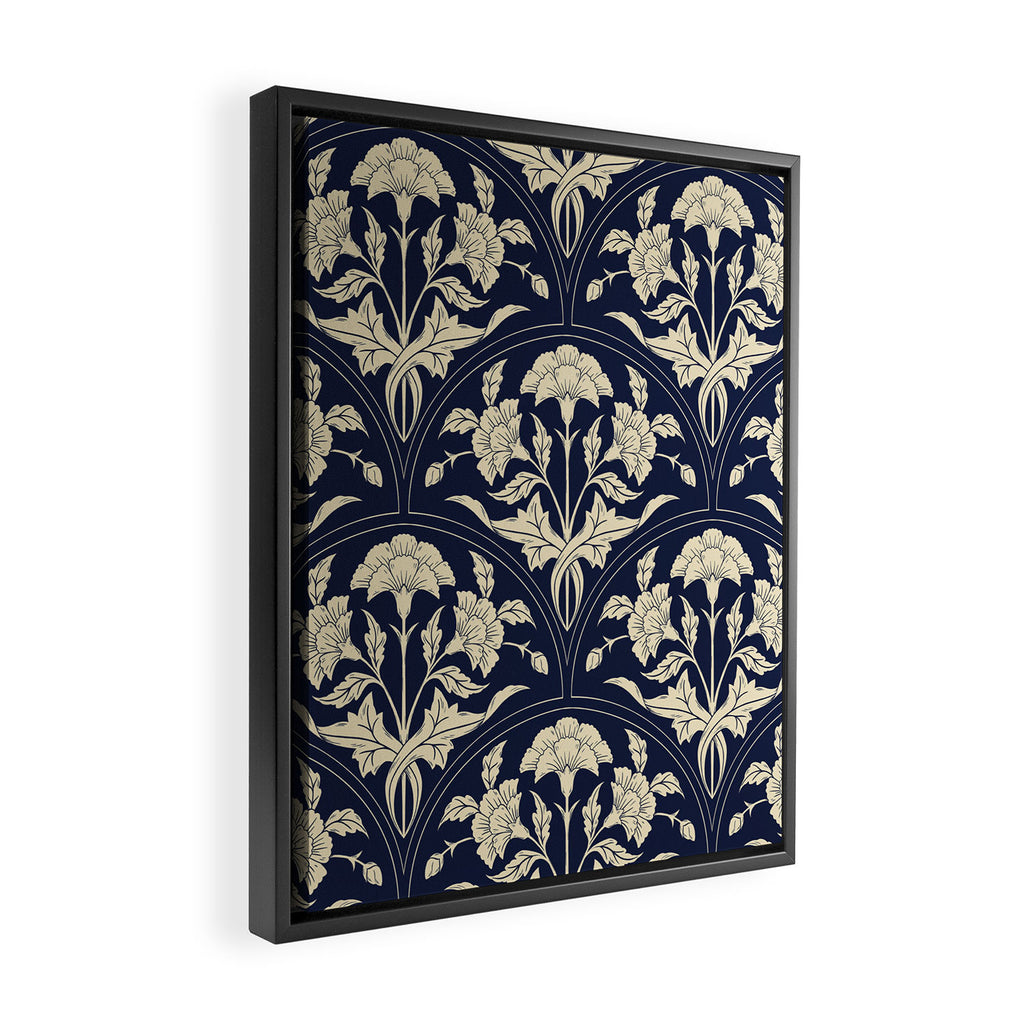 Victorian Botanicals Cornflower In Navy Blue Framed Canvas Print Gallery Image 2