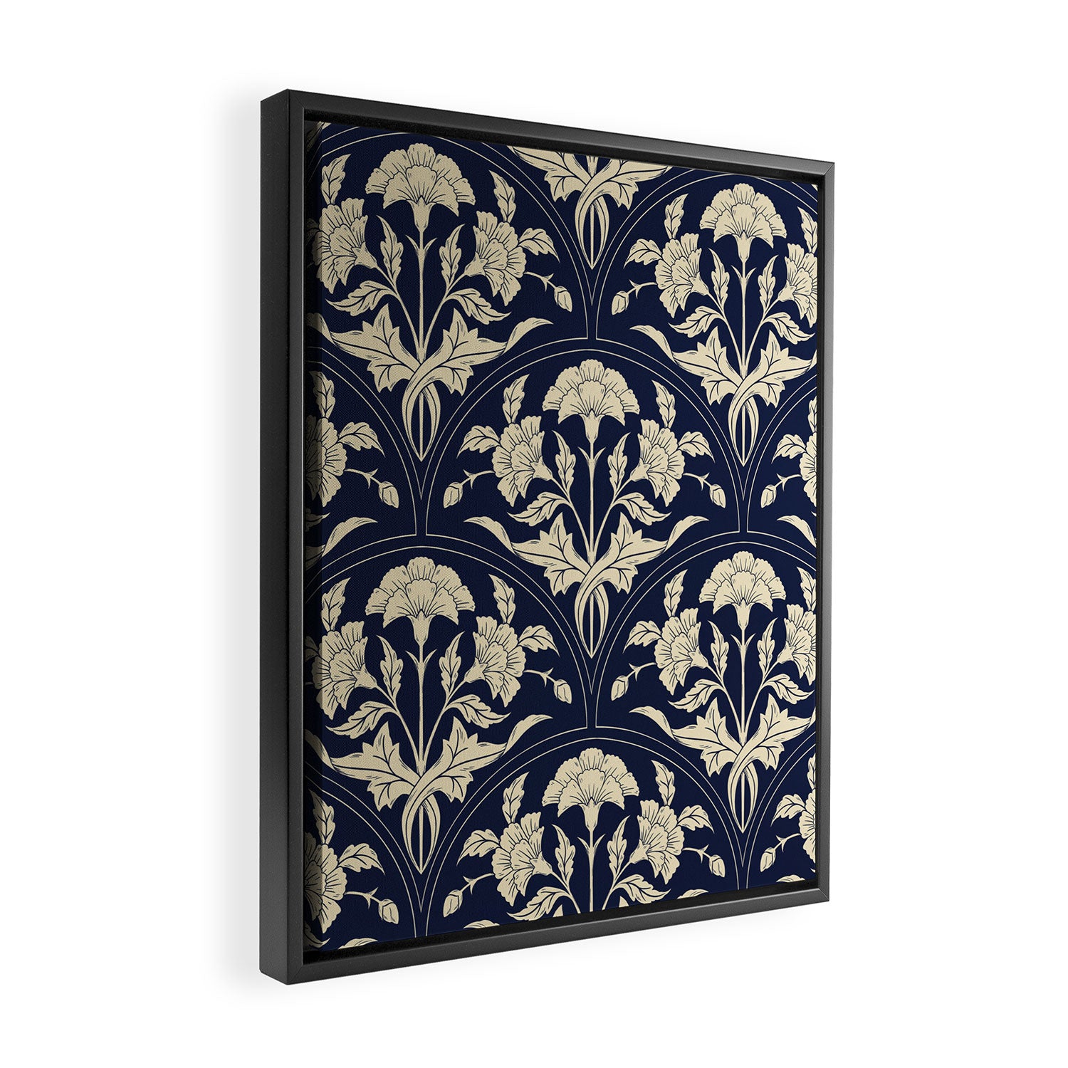 Victorian Botanicals Cornflower In Navy Blue Framed Canvas Print Gallery Image 2