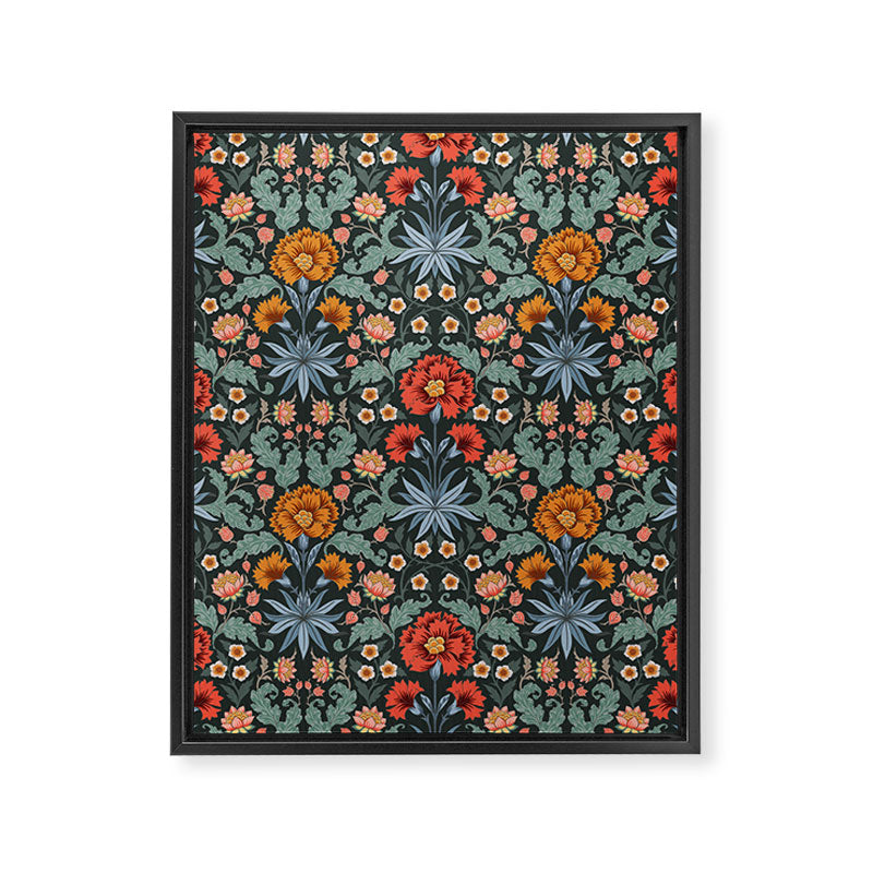 Victorian Carnation in Moody Red and Blue Framed Canvas Print Gallery Image 6