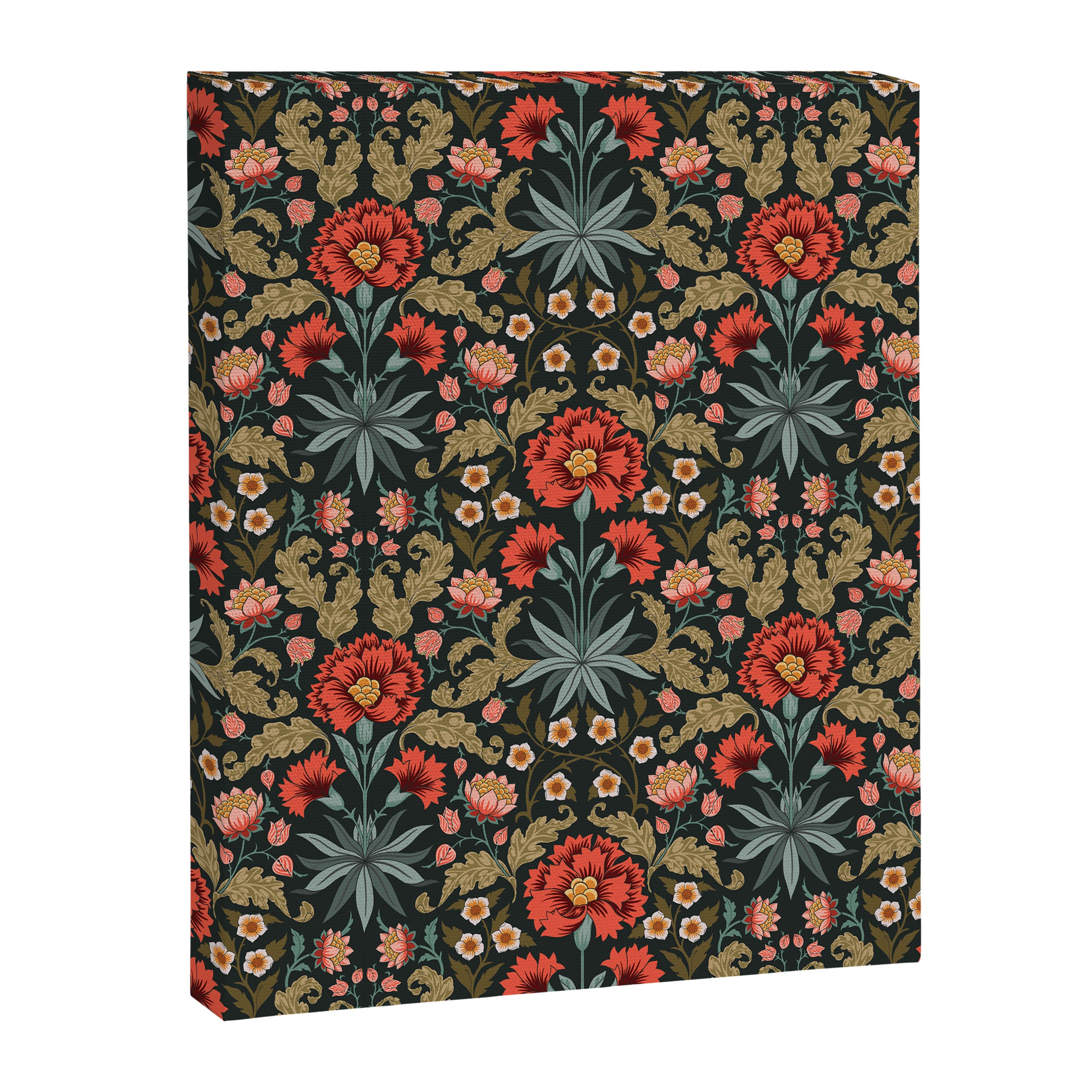 Victorian Carnation in Moody Red and Green Canvas Print Gallery Image 6