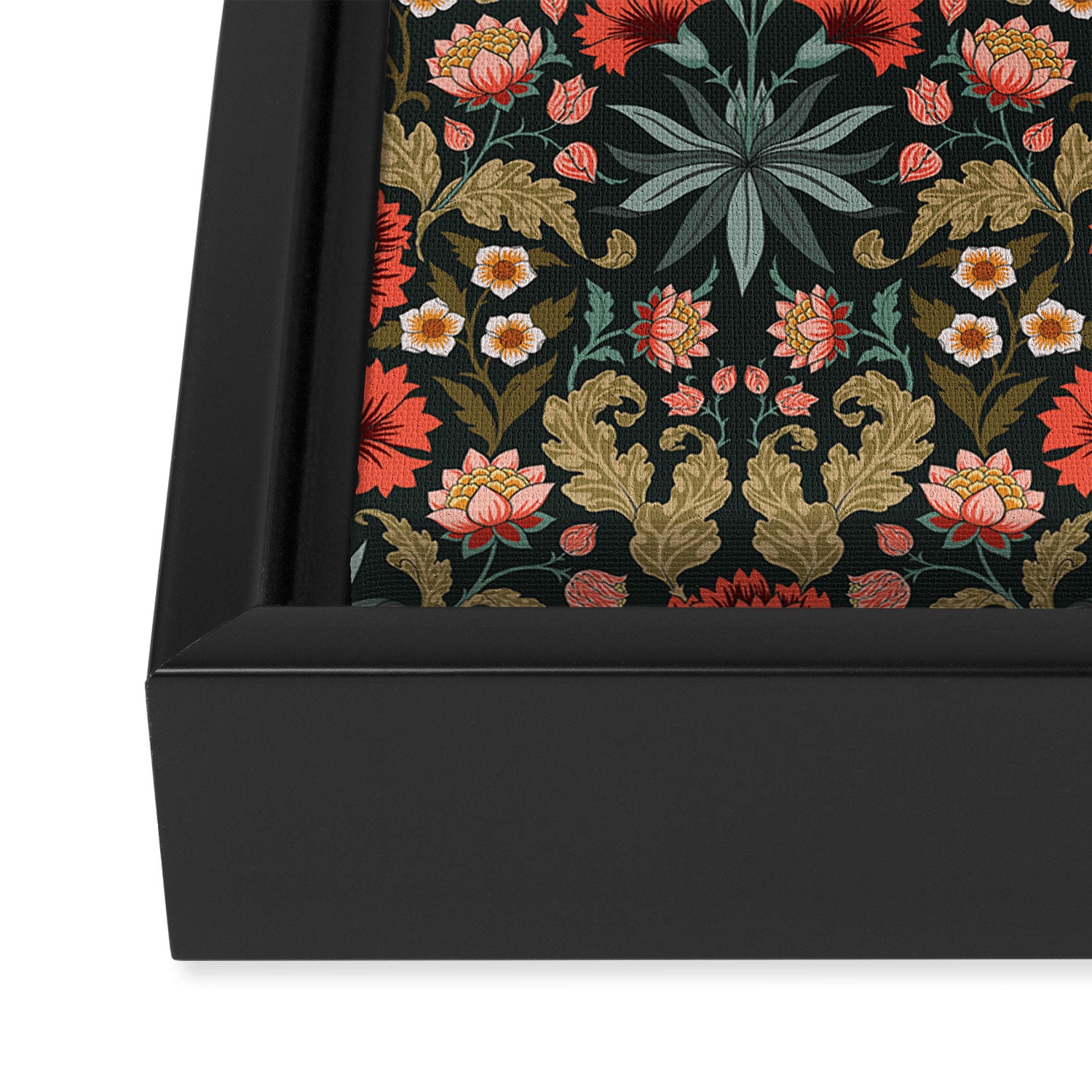 Victorian Carnation in Moody Red and Green Framed Canvas Print Gallery Image 3