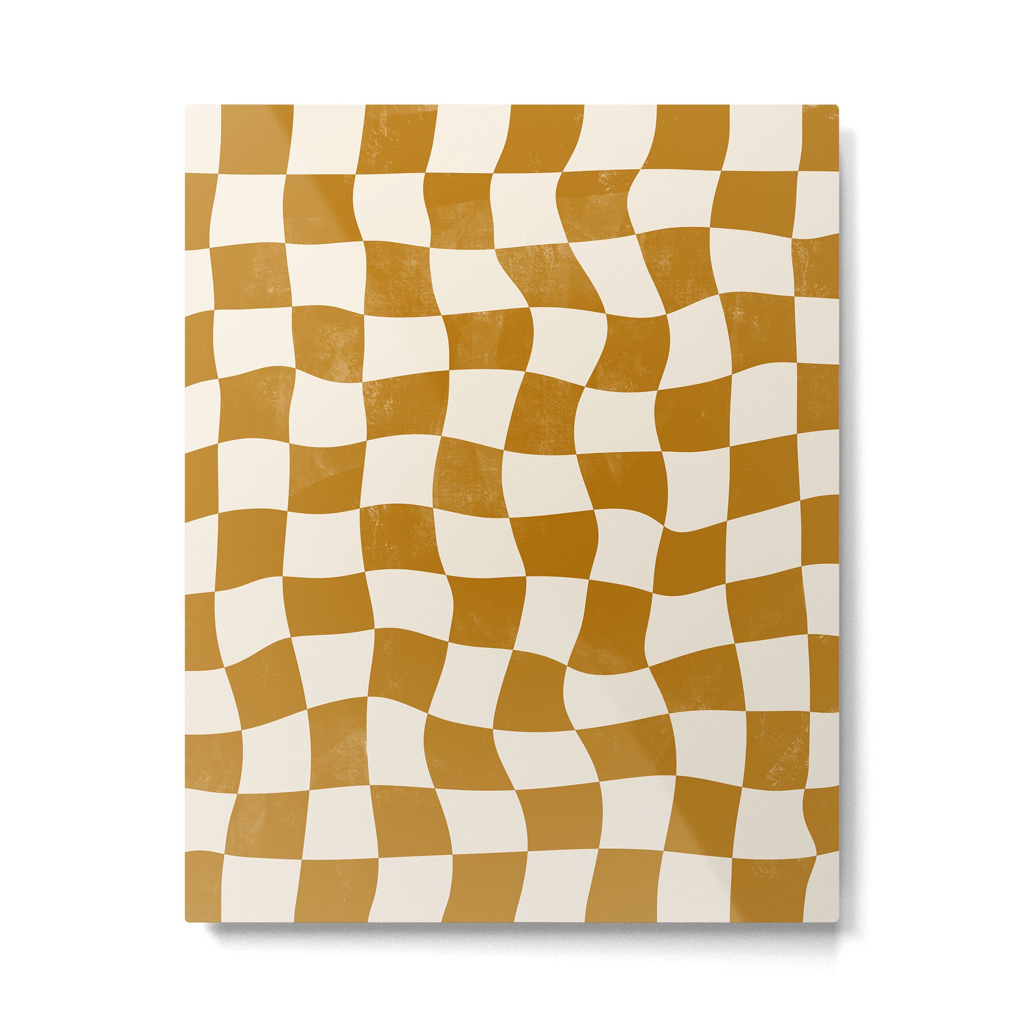 Warped Checkerboard - Gold Orange Metal Print Gallery Image 6