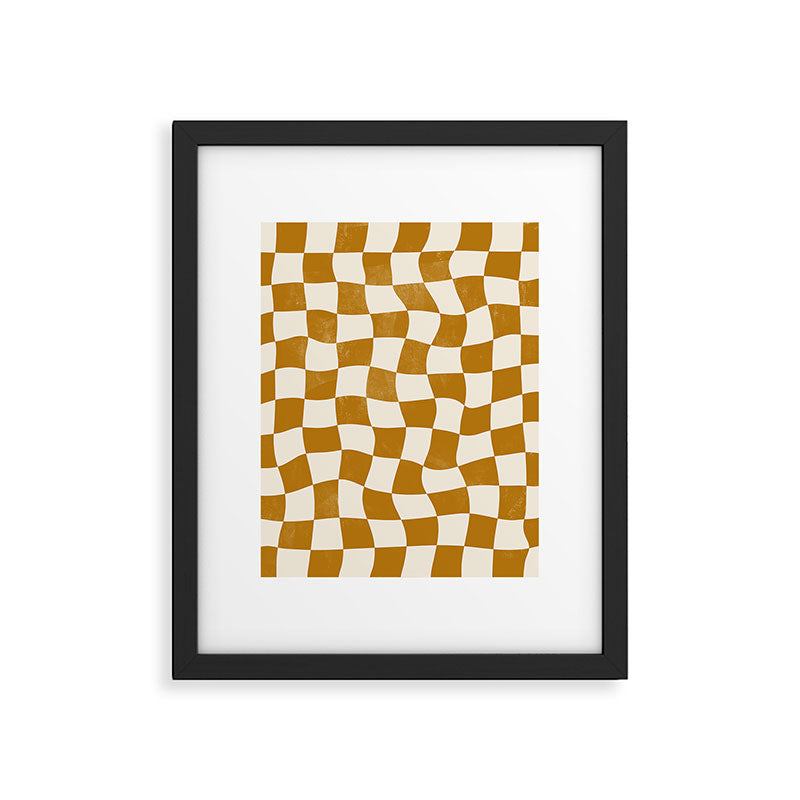 Warped Checkerboard - Gold Orange Framed Art Print Gallery Image 6