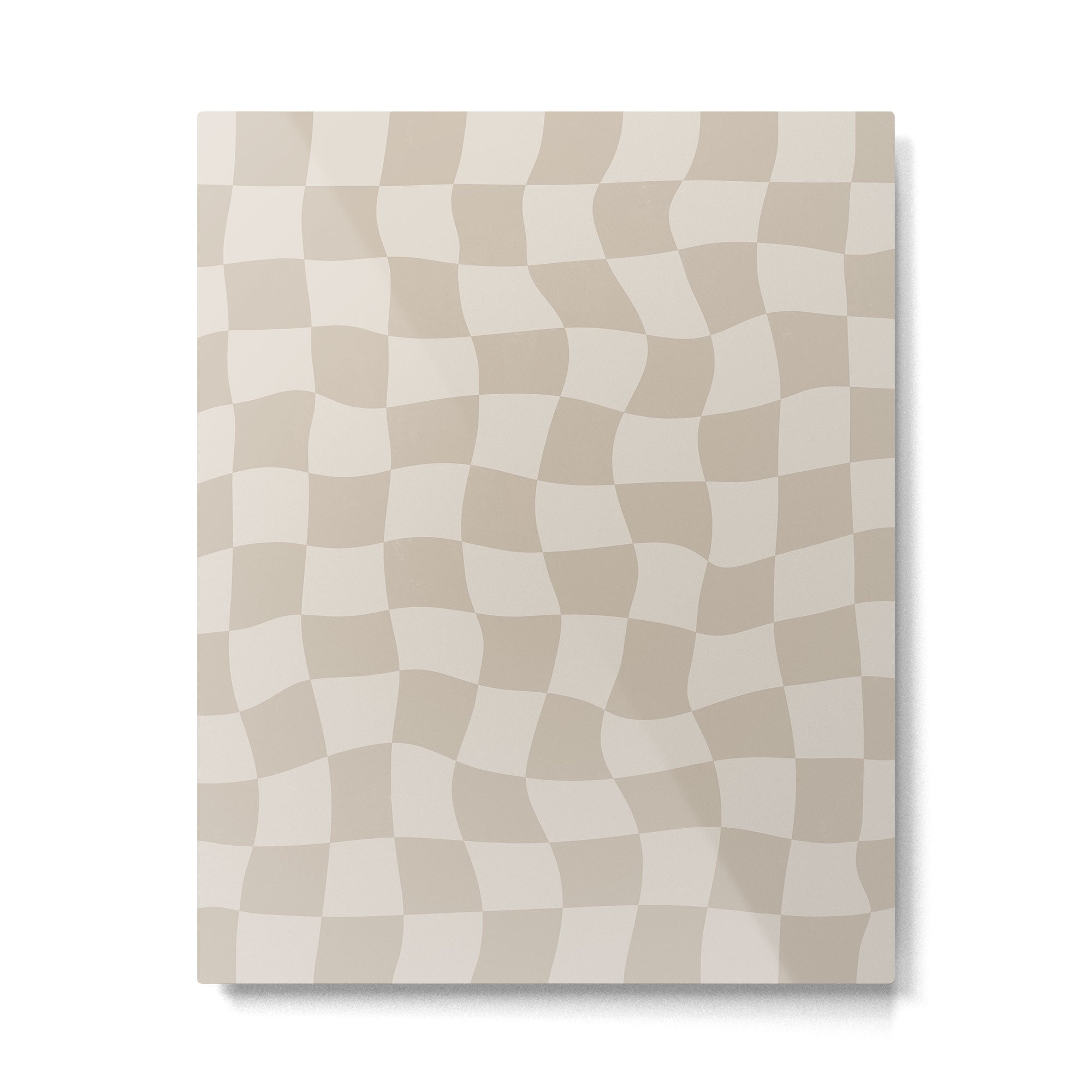Warped Checkerboard - Neutral Beige Metal Print Gallery Image 6