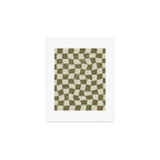 Warped Checkerboard - Olive Green Art Print Gallery Image 1