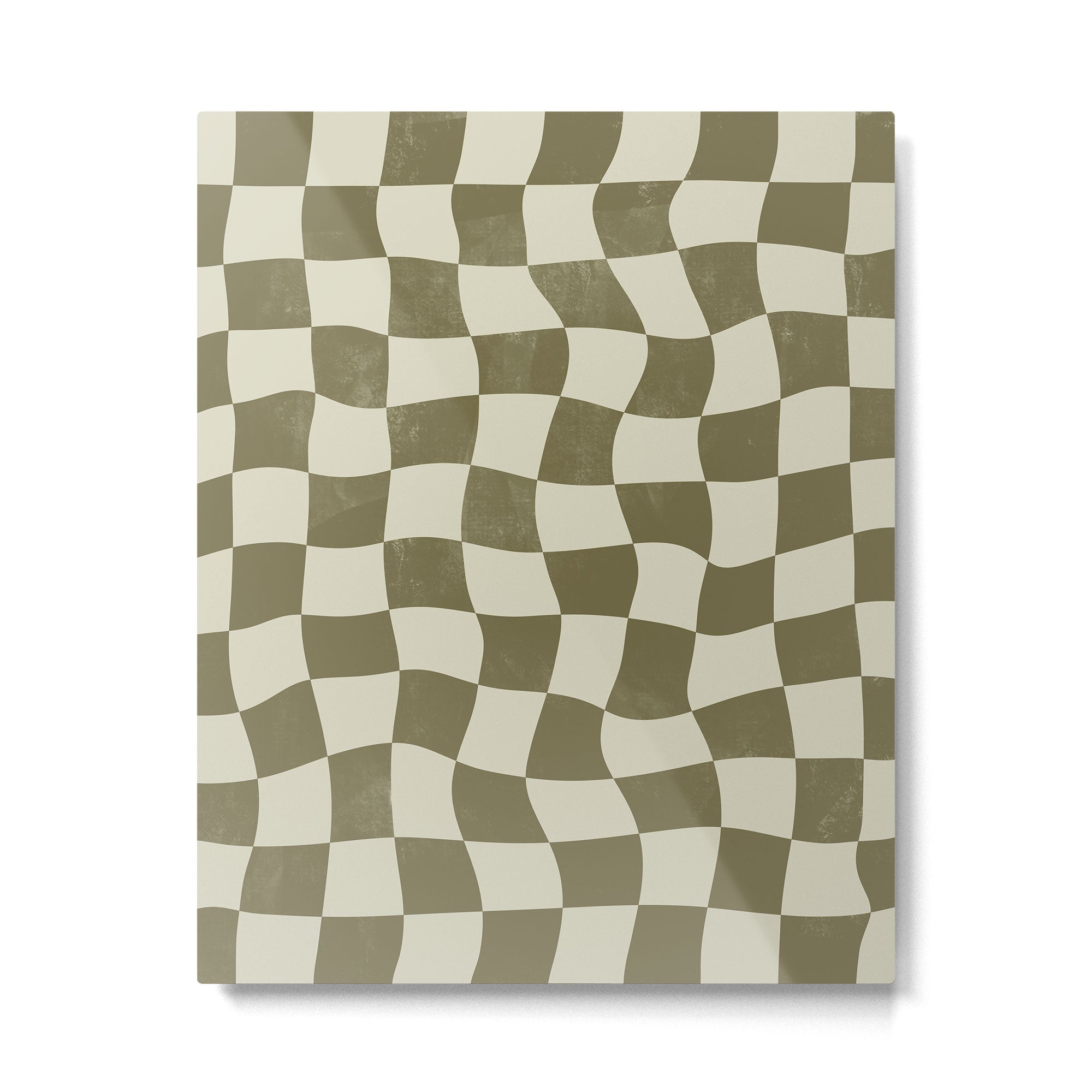 Warped Checkerboard - Olive Green Metal Print Gallery Image 6