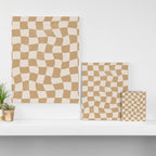 Warped Checkerboard - Tan Brown Canvas Print Gallery Image 3