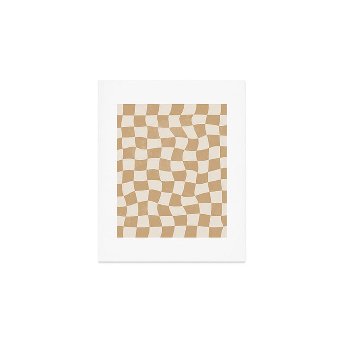 Warped Checkerboard - Tan Brown Art Print Gallery Image 1