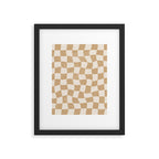 Warped Checkerboard - Tan Brown Framed Art Print Gallery Image 6