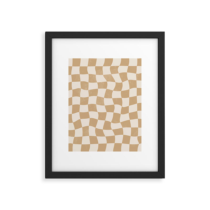 Warped Checkerboard - Tan Brown Framed Art Print Gallery Image 6
