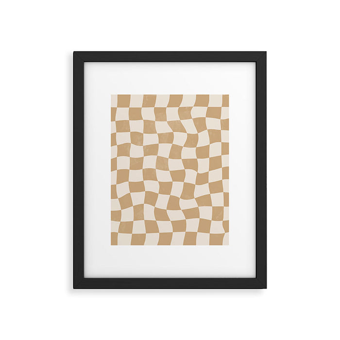 Warped Checkerboard - Tan Brown Framed Art Print Gallery Image 1