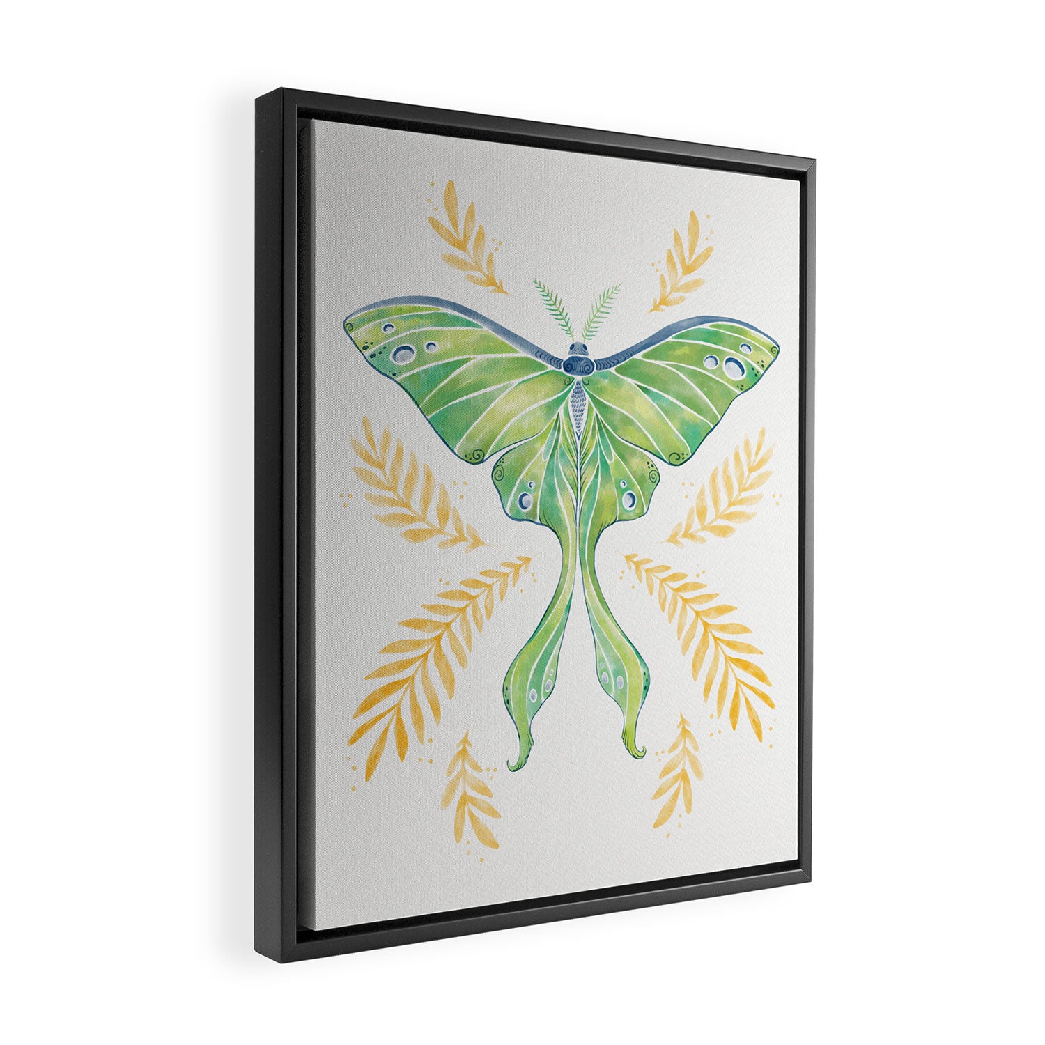 Watercolor Luna Moth Framed Canvas Print Gallery Image 2