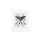 Watercolor Luna Moth in Black and White Art Print Gallery Image 1