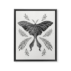 Watercolor Luna Moth in Black and White Framed Canvas Print Gallery Image 6