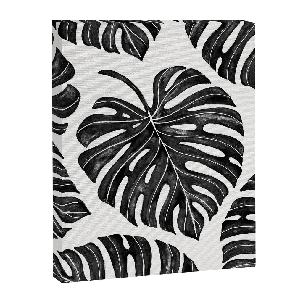Watercolor Palm Leaves Black and White Canvas Print Gallery Image 6