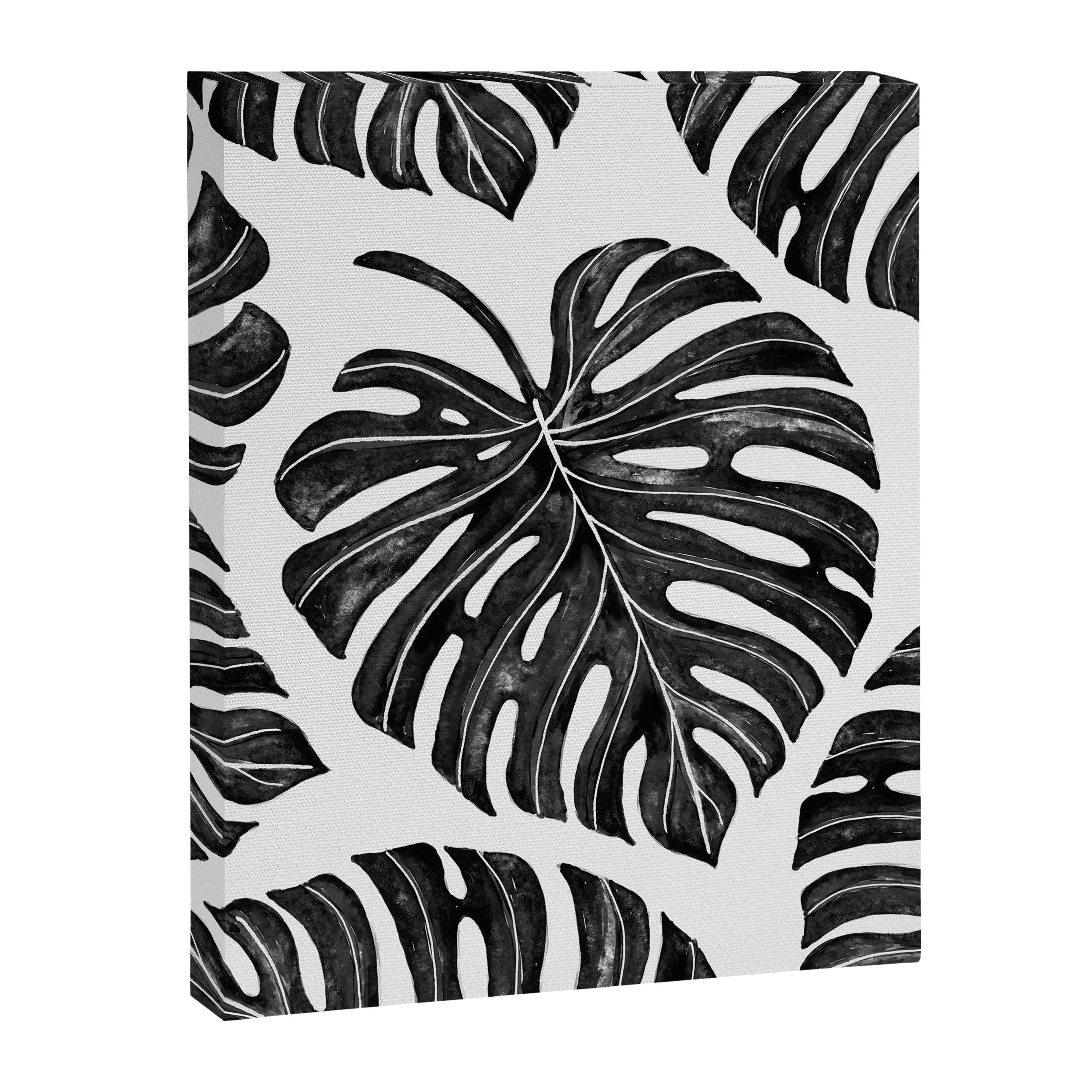 Watercolor Palm Leaves Black and White Canvas Print Gallery Image 6