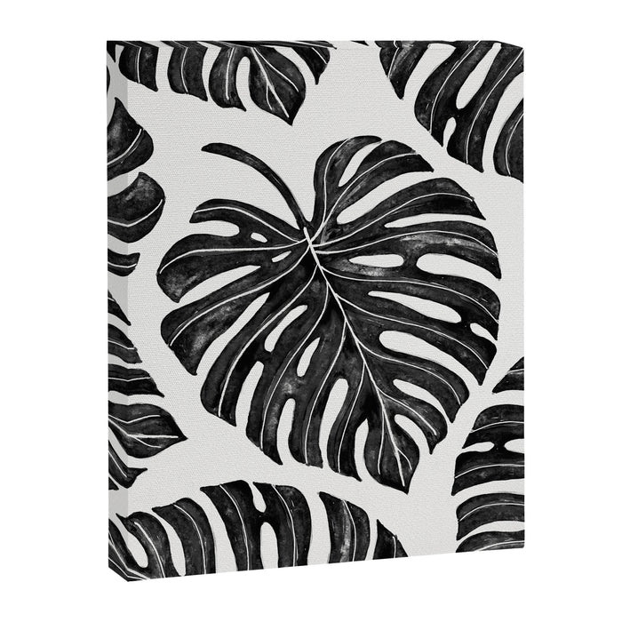 Watercolor Palm Leaves Black and White Canvas Print Gallery Image 1