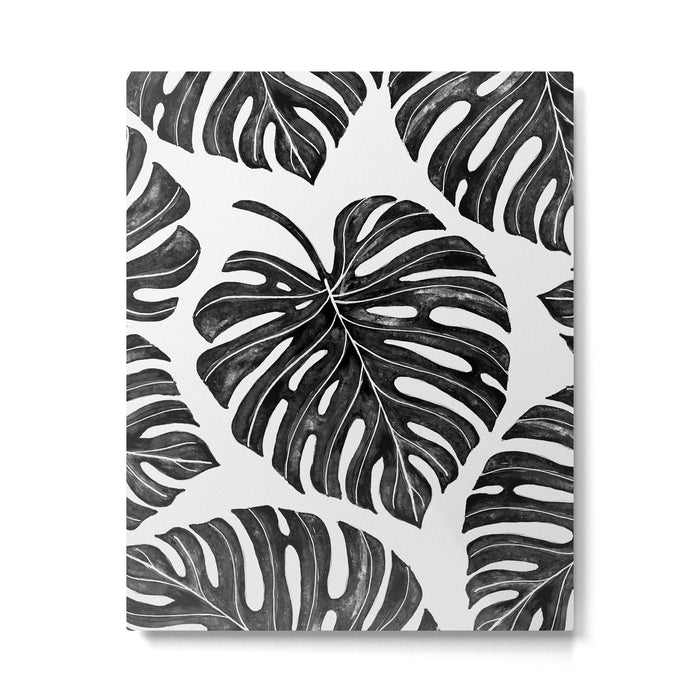 Watercolor Palm Leaves Black and White Metal Print Gallery Image 1