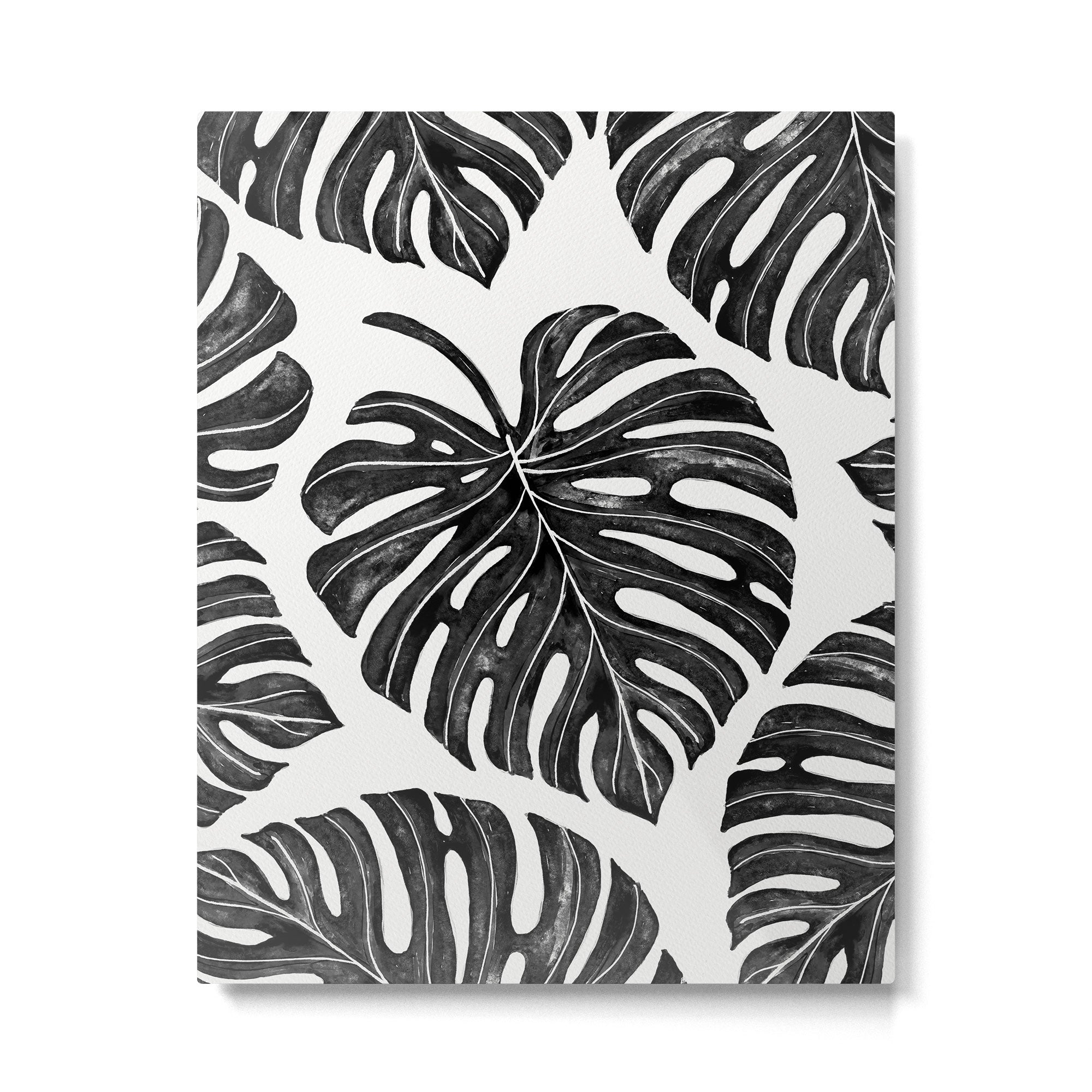 Watercolor Palm Leaves Black and White Metal Print Gallery Image 4