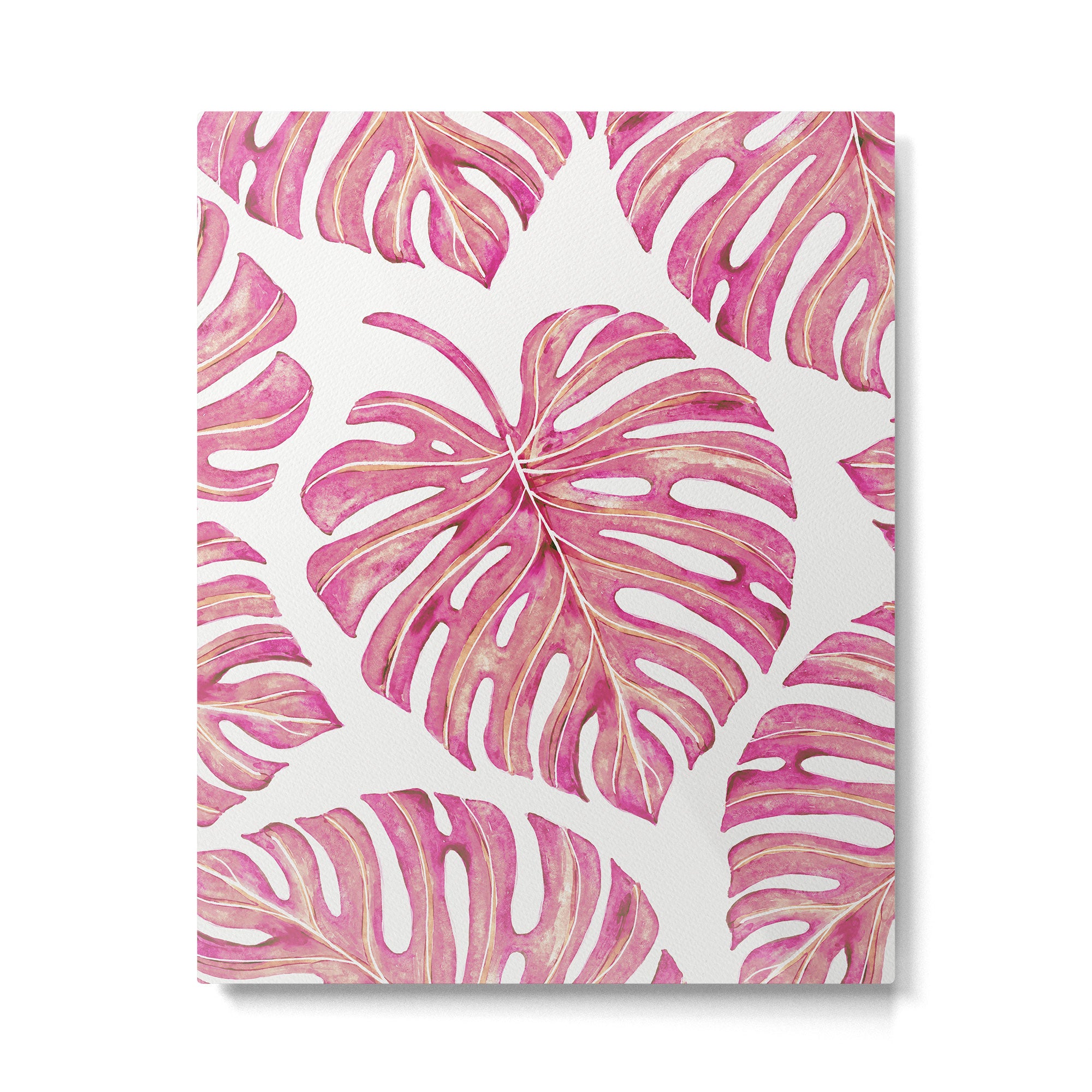 Watercolor Palm Leaves - Bright Pink Metal Print Gallery Image 4