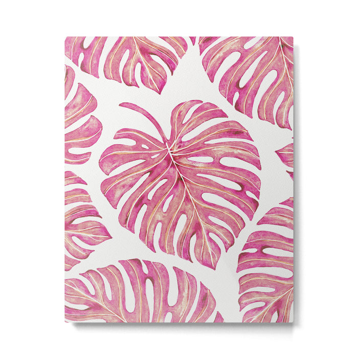 Watercolor Palm Leaves - Bright Pink Metal Print Gallery Image 1