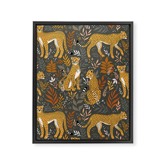 Wild Cheetah Pattern II - Autumn Framed Canvas Print Gallery Image 1
