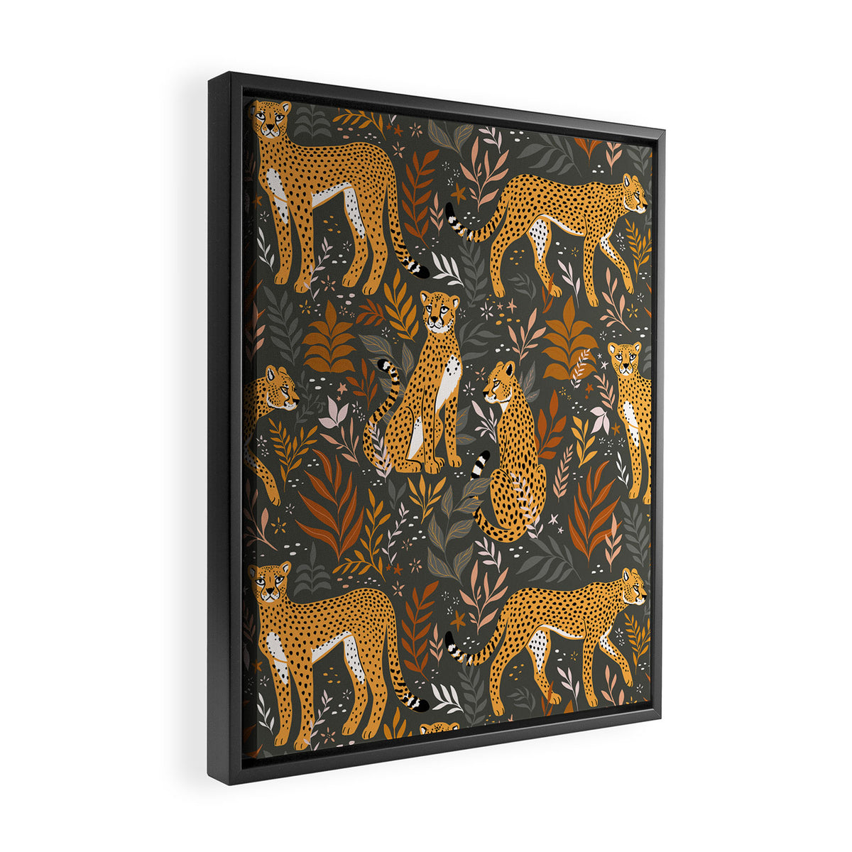 Wild Cheetah Pattern II - Autumn Framed Canvas Print Gallery Image 2